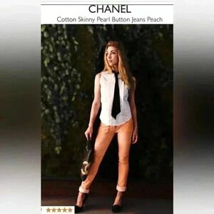 CHANEL Cotton Pants 34 Pink beige Women from JP Size 42
